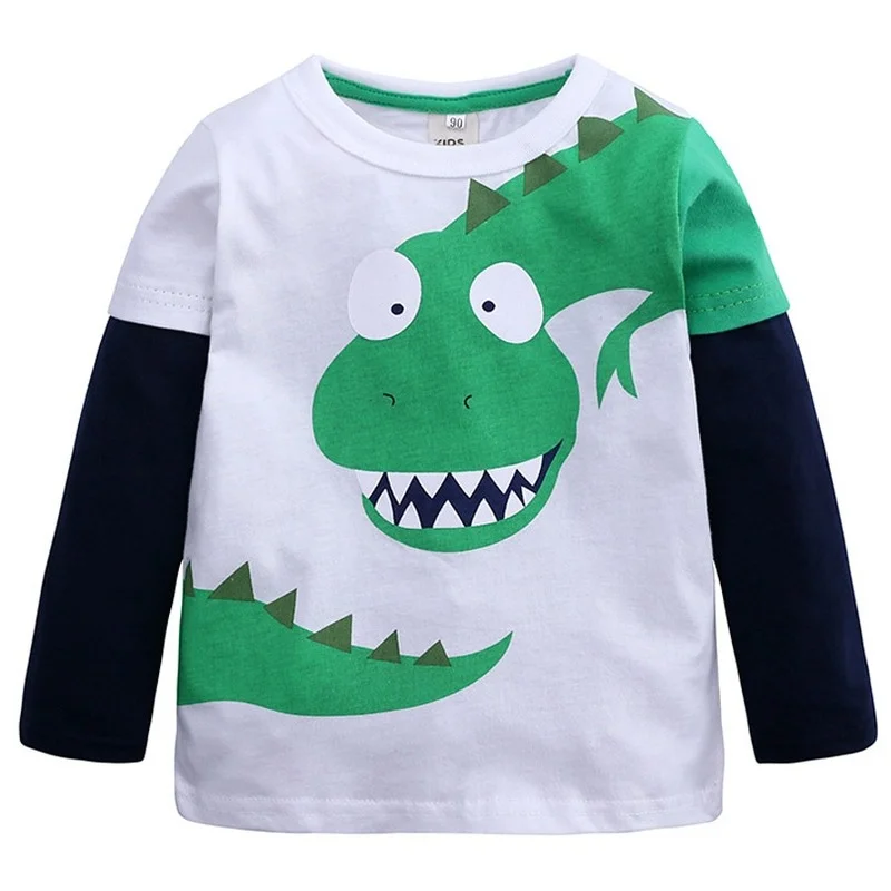 Футболка с длинными рукавами и динозавром для мальчиков От 2 до 7 лет хлопок