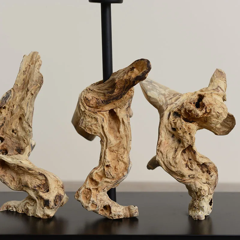 Настольная лампа с натуральными корнями дерева для гостиной и дома из ткани