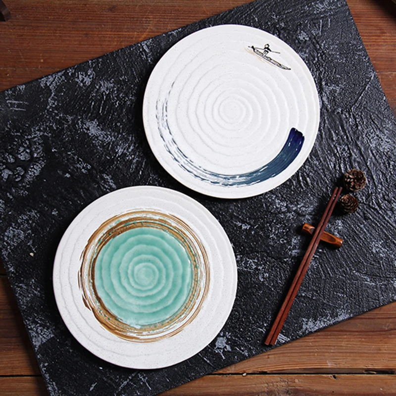 

Retro Simple Japanese-style Sushi Dish Restaurant Household Utensils Porcelain Shallow Dish Salad Plate Breakfast Tray