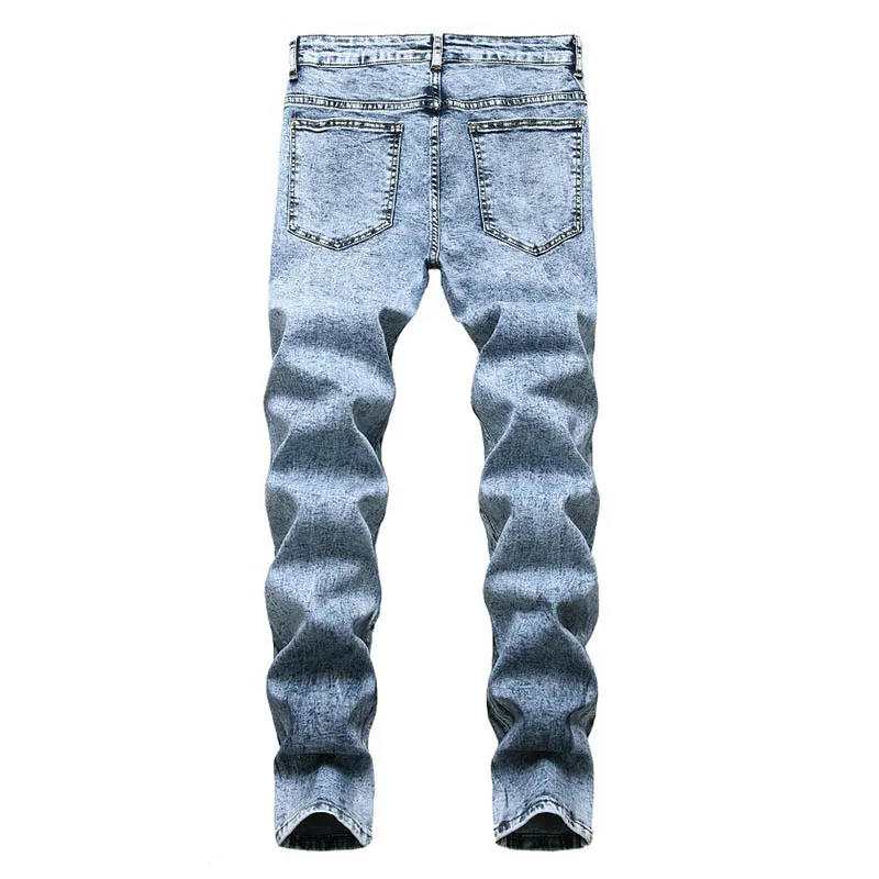 

Mcikkny Fashion Men Hand Printed Jeans Pants Hi Street Stretch Denim Trousers For Male Washed Size 29-42