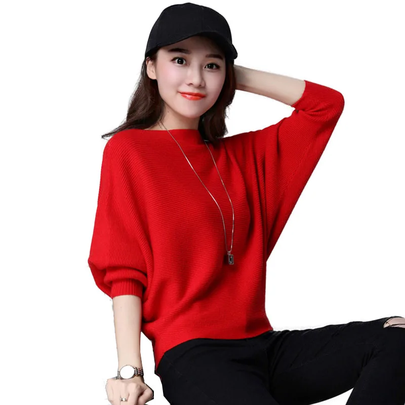 

Женский свитер Весна-Осень-зима 2020 новый женский свитер с узором Свободный Топ вязаная рубашка с узором красный Дамский свитер 4XLA256