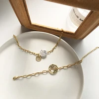 new trendy metallic simple 4 designs chain bracelet zinc alloy pearls charm bracelets for women jewelry gifts hot selling