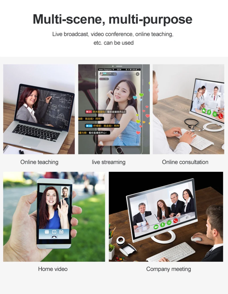 

Network HD Live 2K Computer Webcams With Built-in Speaker Conference Camera