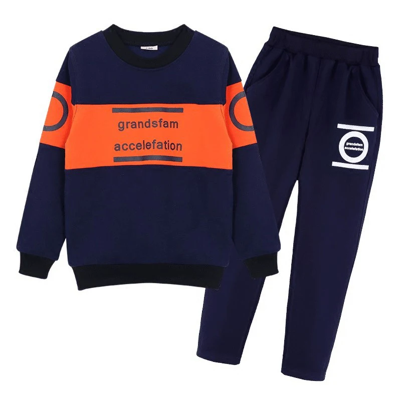 

Patchwork Boy's Clothing Set Two Pieces 2021 Spring New Long Sleeve Hoodies Set Sports Tracksuit Casual Clothes Suits Outfit