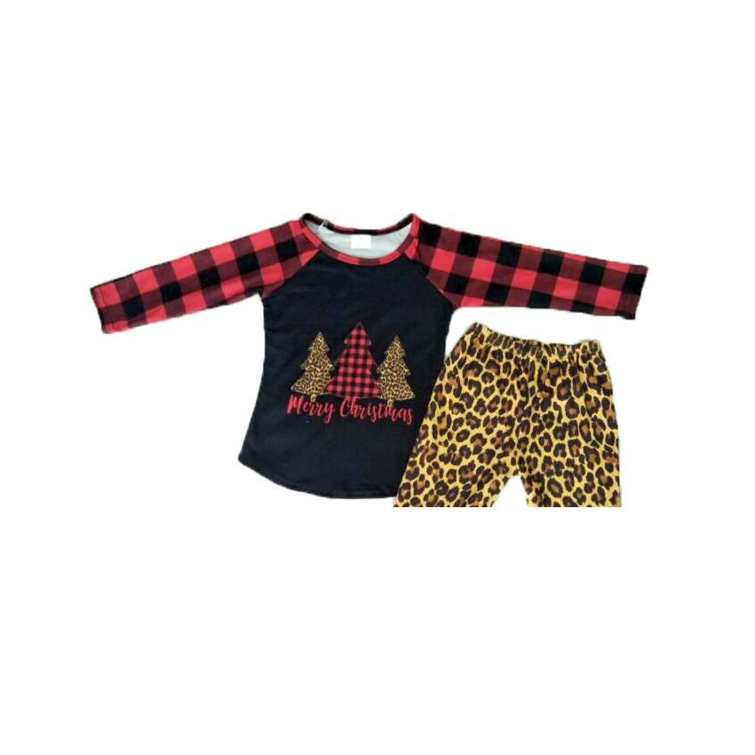 Новинка 2019 Рождественская Одежда для девочек с длинными рукавами красно-черная