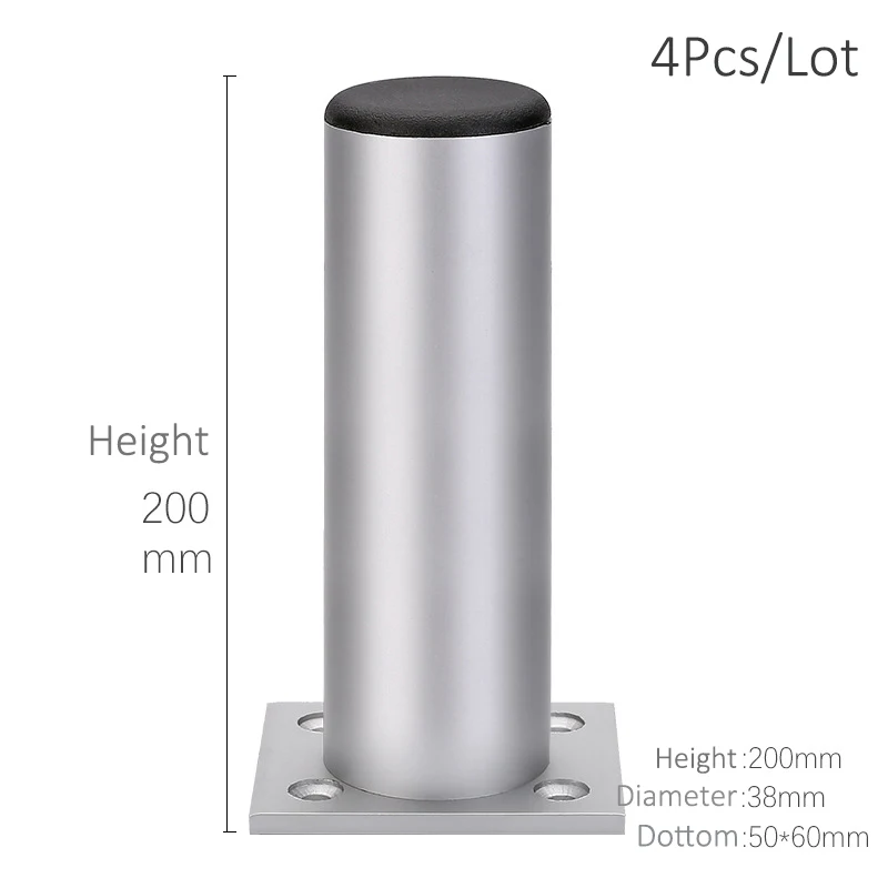Height 20cm - Silver Утолщенные Регулируемые Алюминиевые ножки для мебели, ножки для шкафа 6-30 см, подставка для шкафа телевизора, ножки для ванной комнаты, ножки для дивана, набор из 4 предметов - Цвет: Height 20cm - Silver