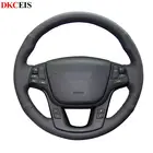 Сделай Сам ручной сшитый черный мягкий PU искусственная кожа Чехлы рулевого колеса автомобиля обертка для Kia K7 Cadenza 2011-2015 Sorento 2009-2014