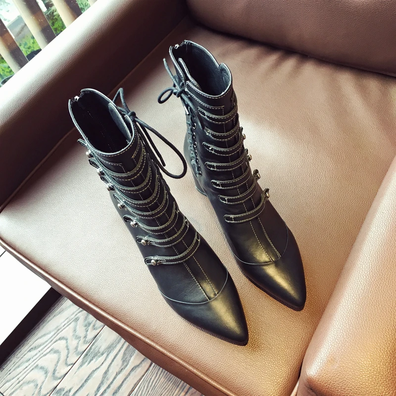 Модные женские ботинки из натуральной кожи обувь на высоком каблуке зимние