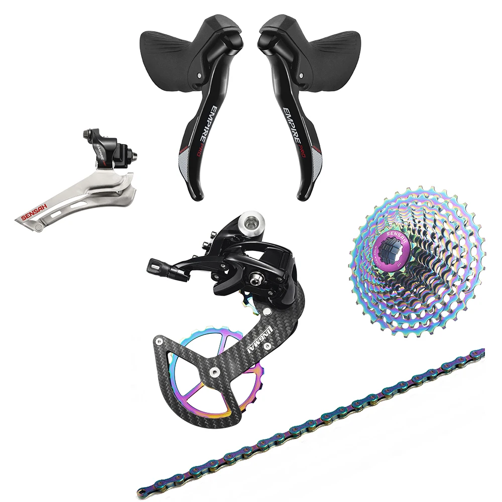Цена SENSAH EMPIRE PRO 6 комплектов из углеродного волокна 2X11/2x1 2 скорости 22S 24s Road Groupset R/L переключатель передач + R/F переключатели + кассета/цепи