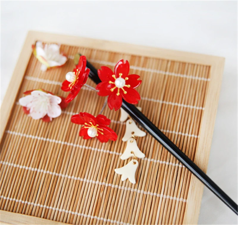 1 шт. заколка для волос в японском стиле с бусинами девочек кимоно ханьфу косплей