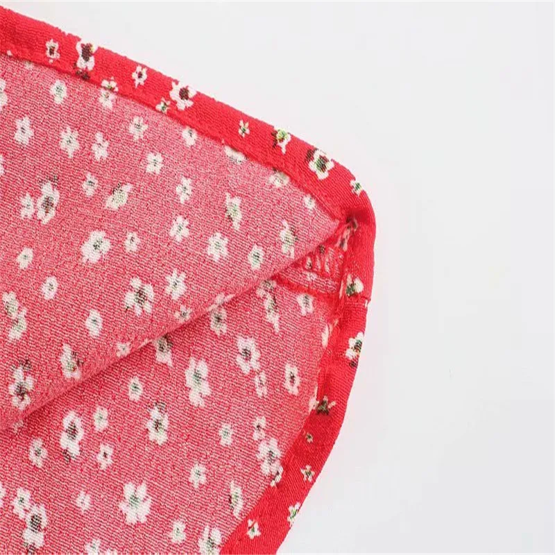 

ZA 2021 Red Floral Print Long Summer Women Dress Sleeveless Cut Out Sexy Party Dress Chic Smocked Elastic Woman Straps Sundress