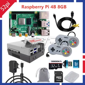 in stock raspberry pi 4 model b with 8gb ram 64bit quadcore 1 5ghz kit with nes4pi case 32gb card usb wired game controllers free global shipping