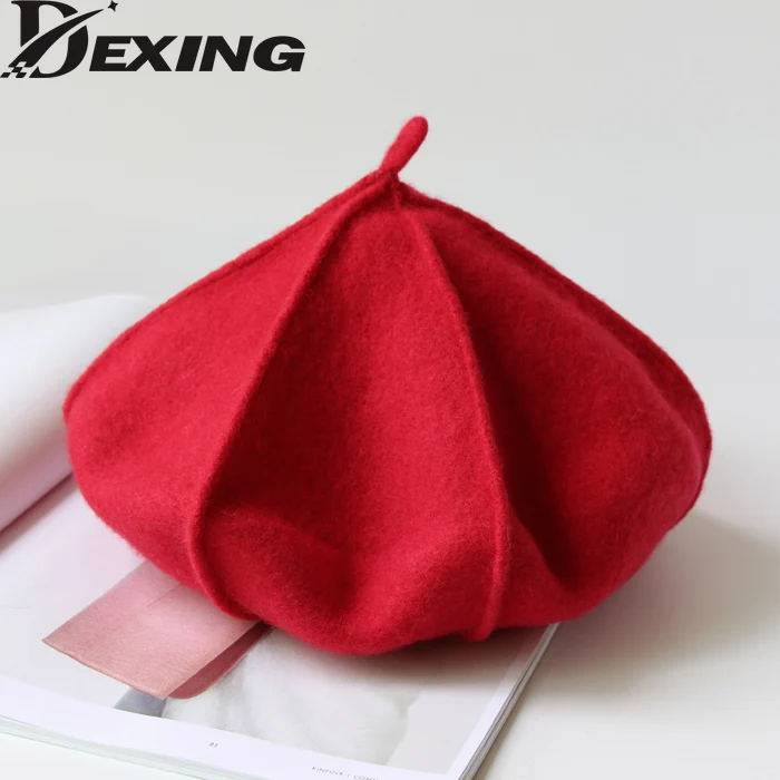 

Pure Wool Berets Winter Hat for Women French Artist Beret Sweet Cute Painter Hat Girls Female Warm Walking Cap Wedding Hat
