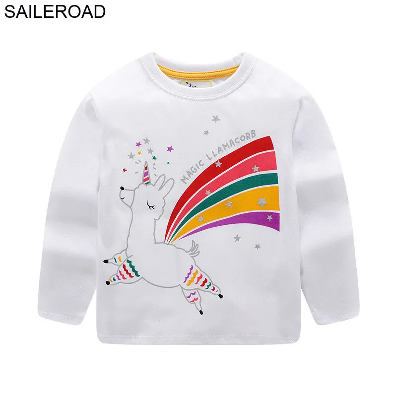 7038 same picture SAILEROAD 2-7Years Baby Kids Girl с длинным рукавом футболки Новая весна осень хлопок милый малыш детская одежда для девочек - Цвет: 7038 same picture