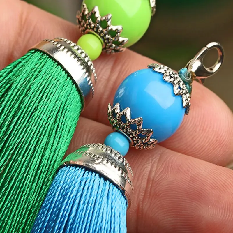 

1 Pc Buddha Bead Counter Decoration Polyester Tassels with Hanging Ring Silk Sewing