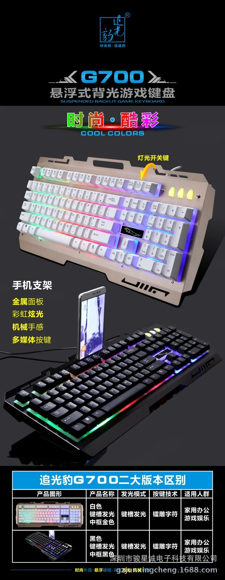 ZHUIGUANGBAO G700 железная пластина Радужная подсветка игровая клавиатура 19 ключ неколлизия машинное оборудование на ощупь клавиатура Лига