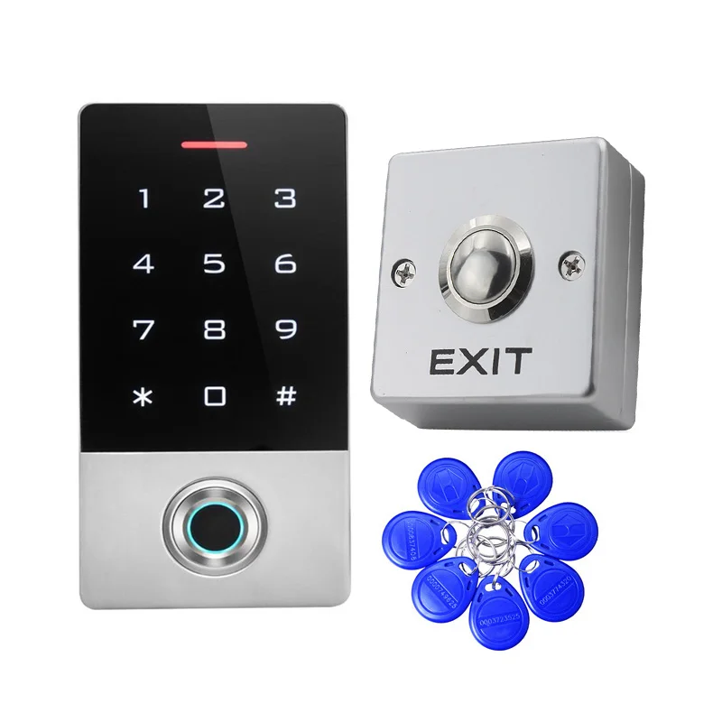LED button 10 tags Водонепроницаемый сенсорный экран панель RFID считыватель отпечатков пальцев Сканер пароль открывалка ворот Клавиатура контроля доступа безопасности вход - Цвет: LED button 10 tags