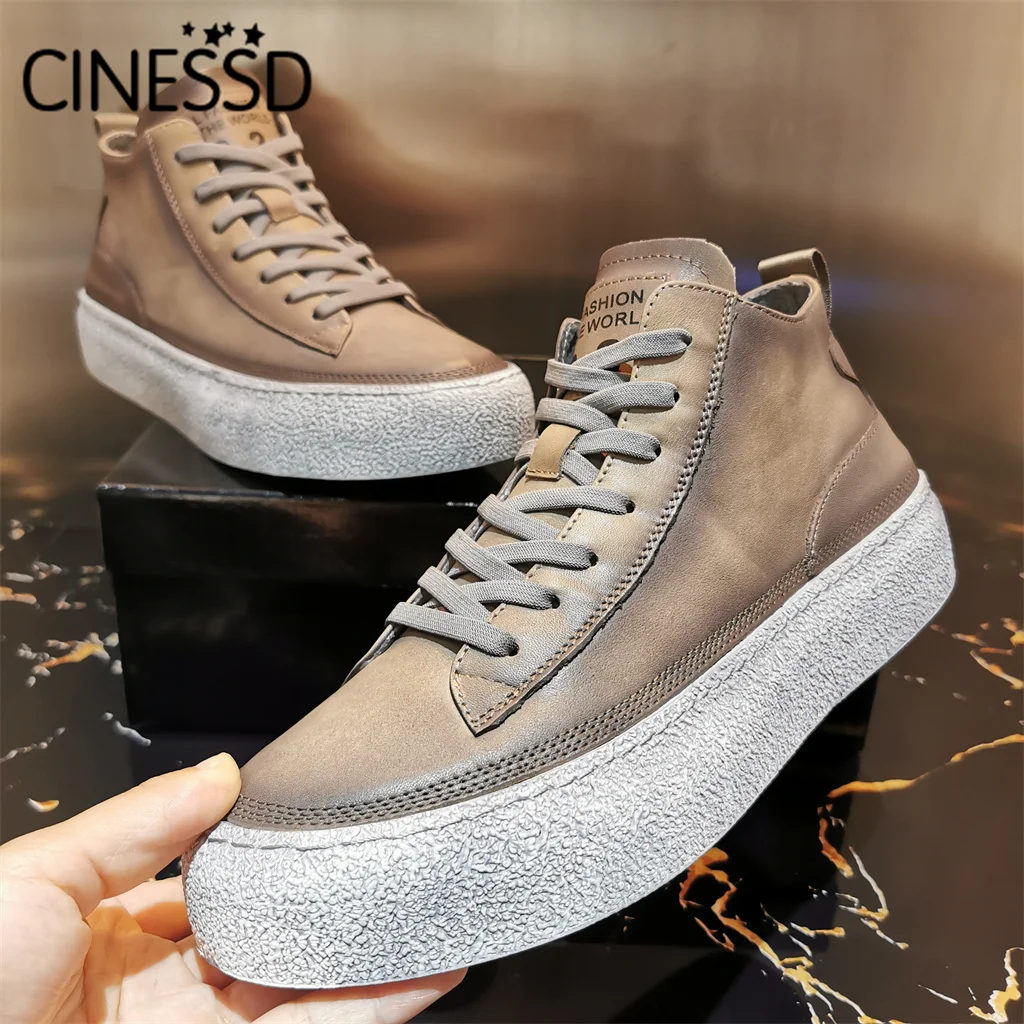 Мужские кроссовки на толстой подошве коричневые повседневные спецодежда 2021 |