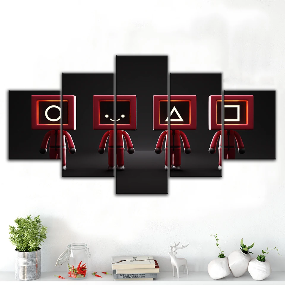 

No Framed Canvas 5 Pieces Korean Pop TV Series Killer Game Wall Art HD Posters Pictures Paintings Home Decor for Living Room