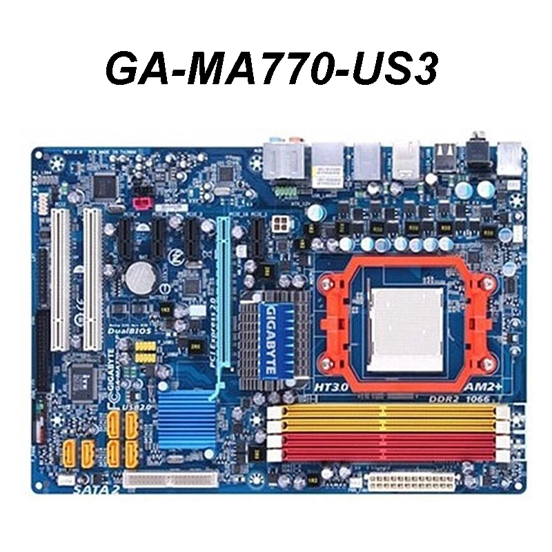 Оригинальная десктопная Материнская плата Gigabyte Φ R2.0 770 Socket AM2 AM3 DDR2 SATA2 USB2.0 ATX 100%