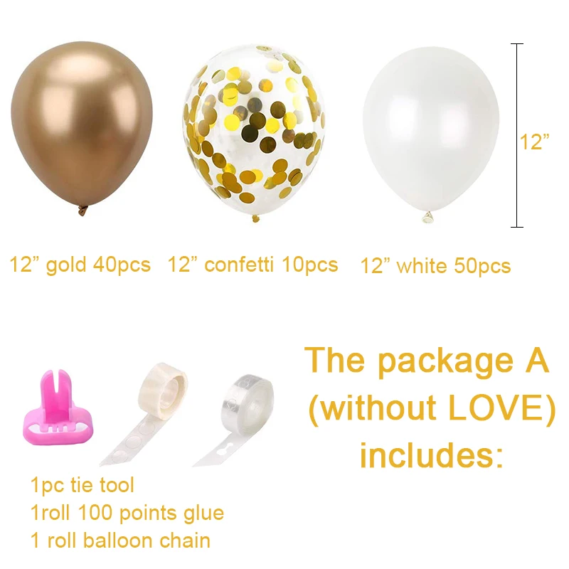 Сделай Сам белые и шары с золотыми конфетти Арка/комплект гирлянды для свадебной