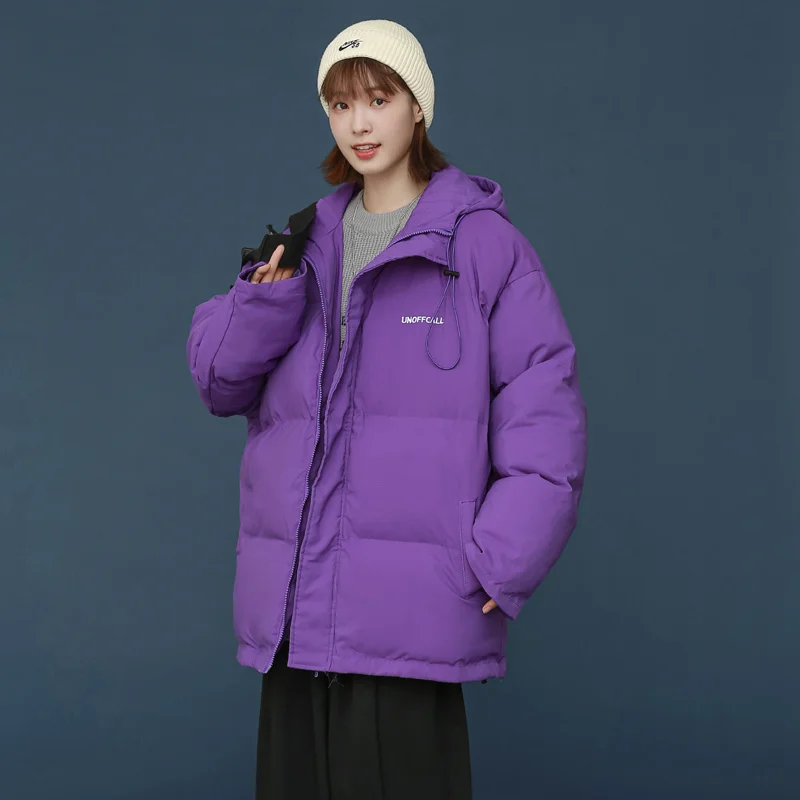 

Women Down Feather Jackets Coat Winter Fashion Thick Warm Bubble Plus Size Oversized Puffer Cotton Padded Purple Jackets Outwear