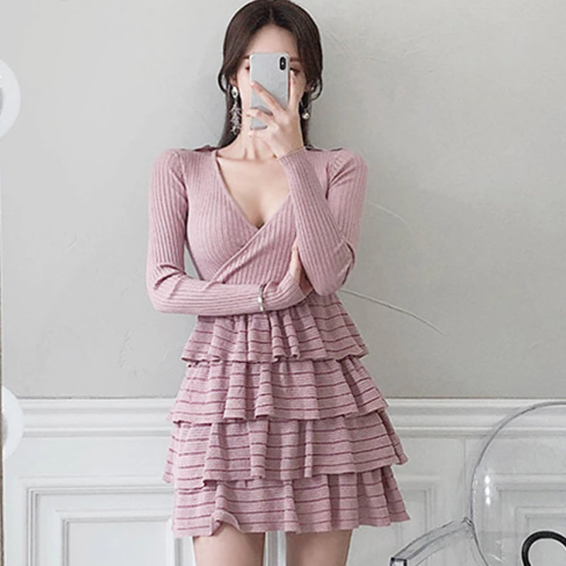 

Новое поступление, модное удобное трикотажное платье с завышенной температурой, высокое качество, эластичное базовое милое мини-платье тра...