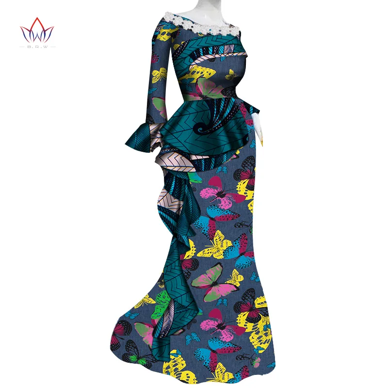 African Traditional Wear For Women Ankara Style Butterfly Cotton Fabric Clothing African Dresses for Women Robe AfricaineWY4588