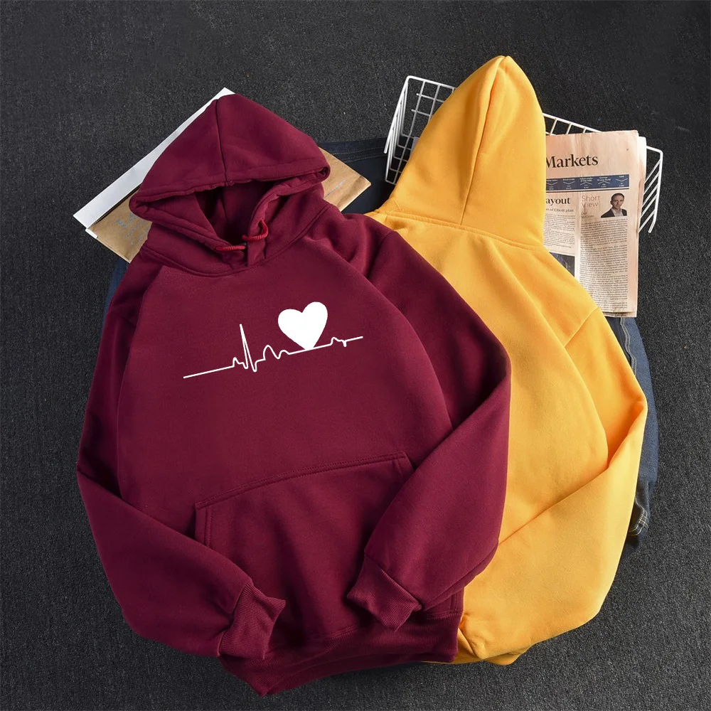 Женские пуловеры Женская юбка с капюшоном джемпер принтом в виде сердца модный