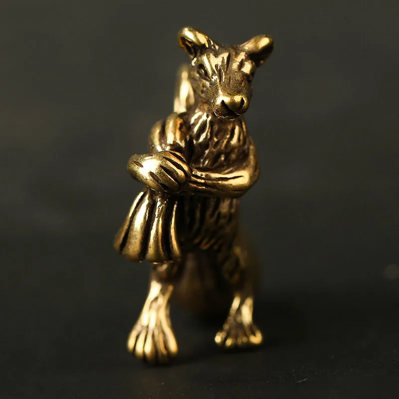 Медная счастливая мышь богатство крыса Латунь Брелок для автомобиля золотые