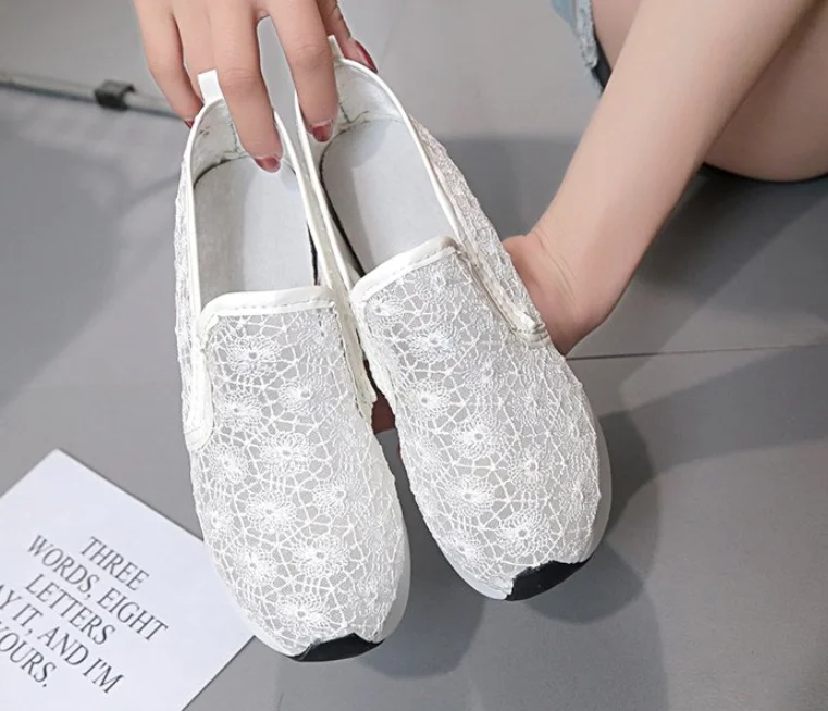 Модная женская дышащая сетчатая кружевная обувь Женская милая для медсестры