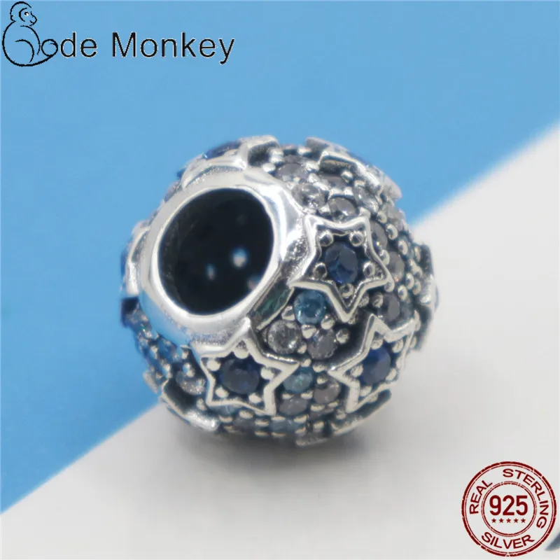 CodeMonkey Clear CZ Blue Star Relief Fit оригинальный 3 мм браслет и Висячие Серьги Горячая