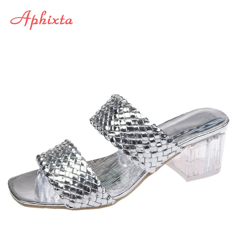 Шлепанцы Aphixta женские на прозрачном каблуке 7 см сланцы дизайнерские сандалии с