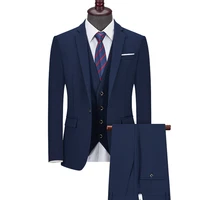 blazers jacket pants vest 3 pcs set fashion mens casual business slim fit solid color wedding suit coat trousers waistcoat