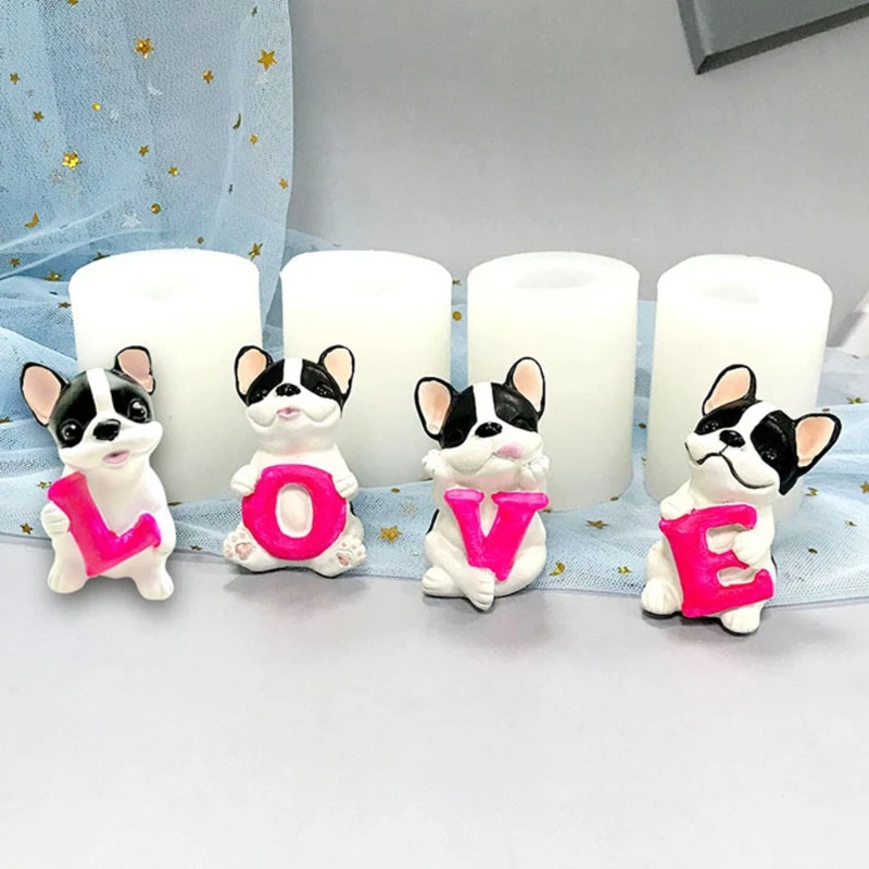 

4Pcs LOVE Little Dog Shape Silicone Mold Resin Epoxy Craft Polymer Clay Craft DIY Ornament Jewelry Candles Making Tool