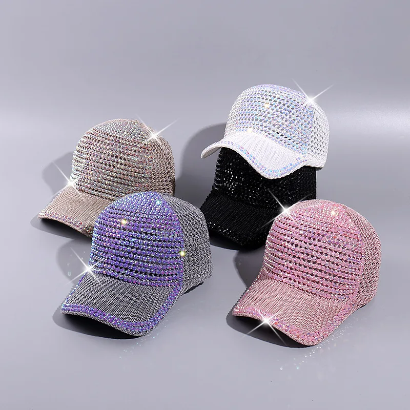 

New Baseball Cap Rhinestone Ladies Baseball Cap Outdoor Sports Breathable Sun Hat Sunscreen Cap High Quality Ladies Baseball Cap