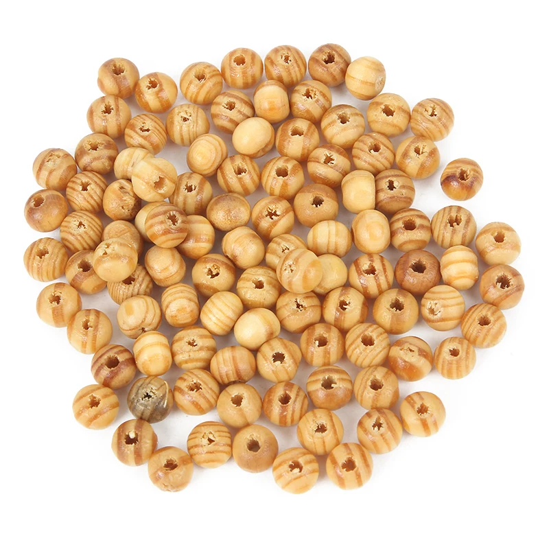 Бусины круглые деревянные для изготовления ювелирных изделий 100 шт.|Бусины| |