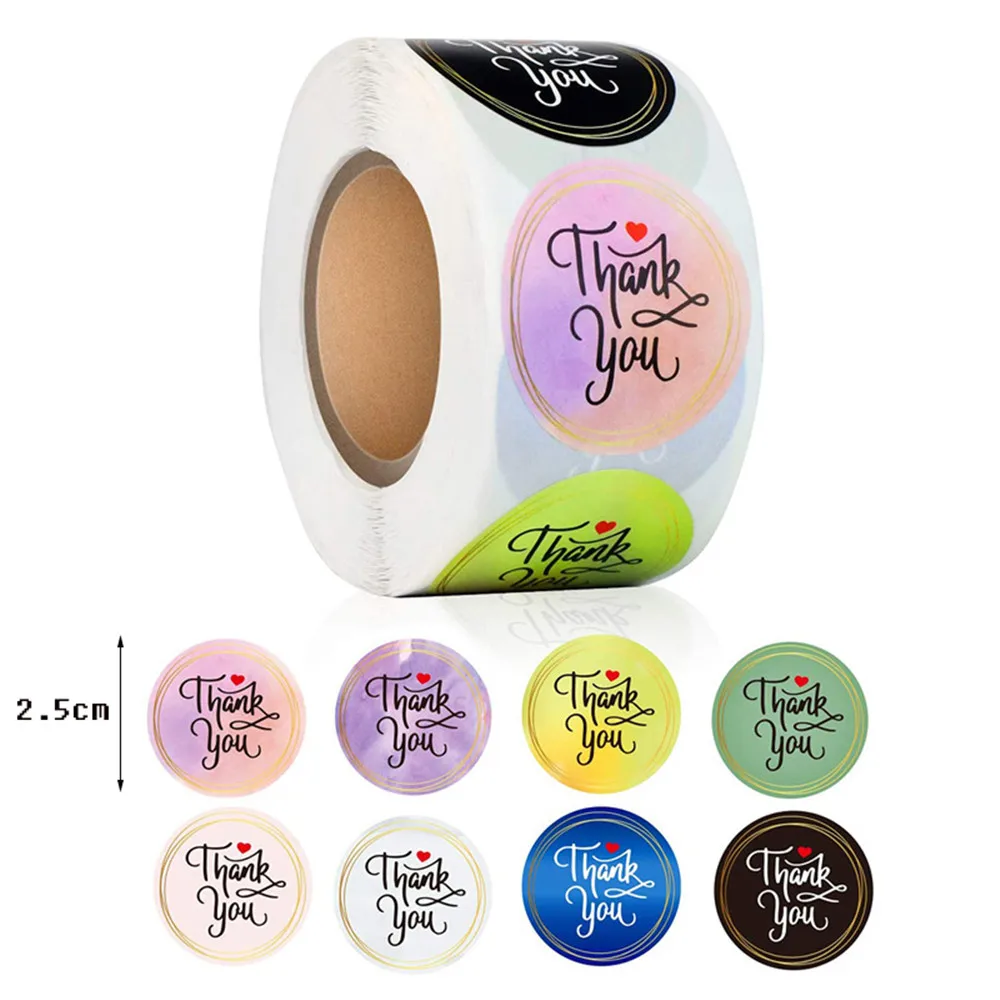 

1 Roll Colorful Thank You Stickers For Seal Labels Gift Packaging Stickers Wedding Party Offer Stationery Sticker