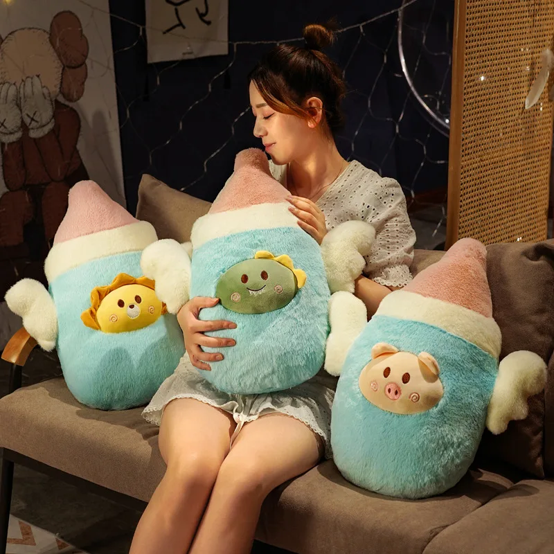 

45cm Stuffed Fashion Angel Drink Soft Pillow Cute Cartoon Baby Bottle Plush Toys Adorable Back Cushion Funny For Birthday Gift