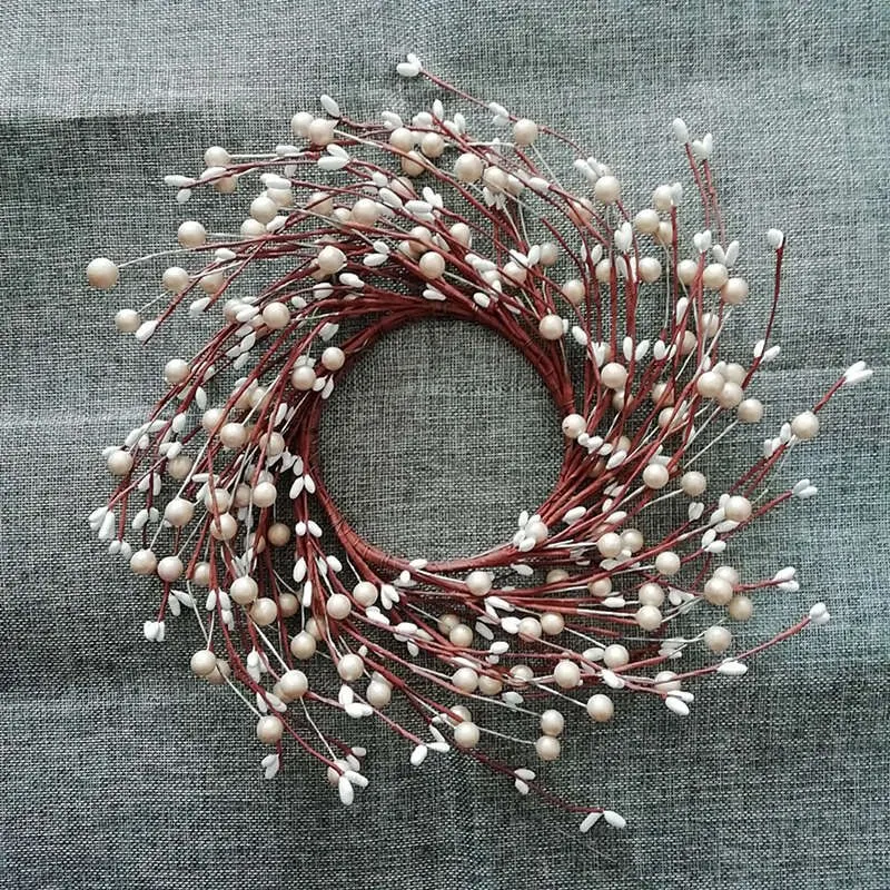 Искусственный первобытный белый жемчужный ягодный Пип венок Рождественская