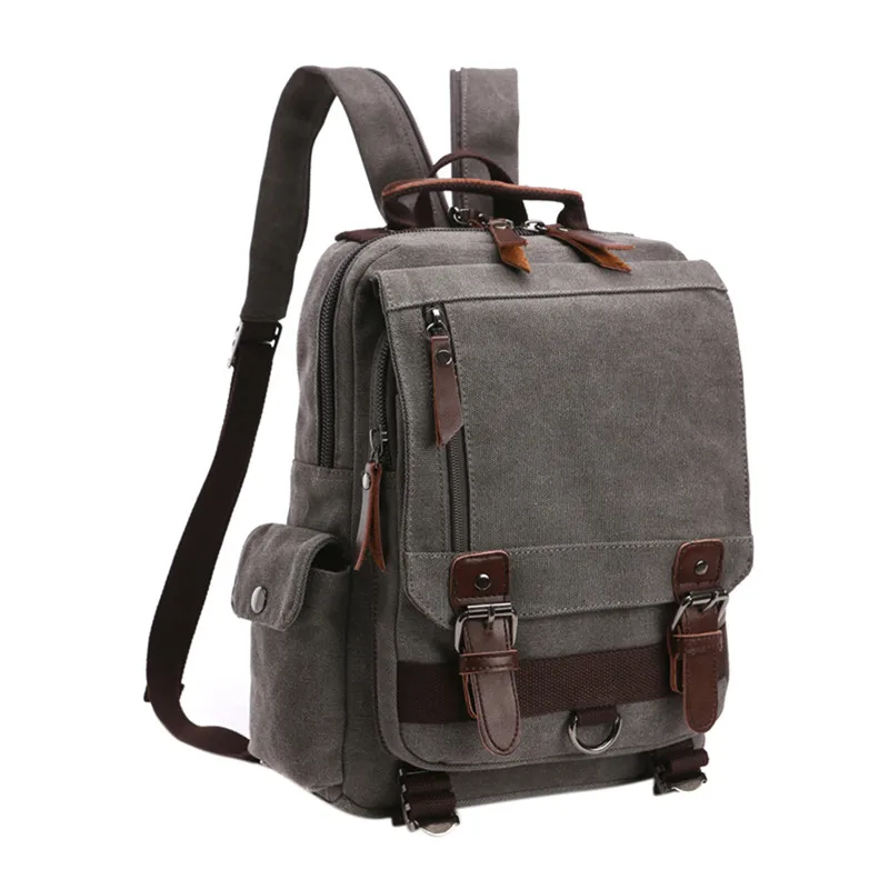 Винтажный холщовый рюкзак для мужчин дорожный многофункциональная сумка на