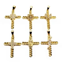 cross of jesus pendant micro inlay zircon lightning butterfly cross charms gold plated copper pendant diy necklace accessories