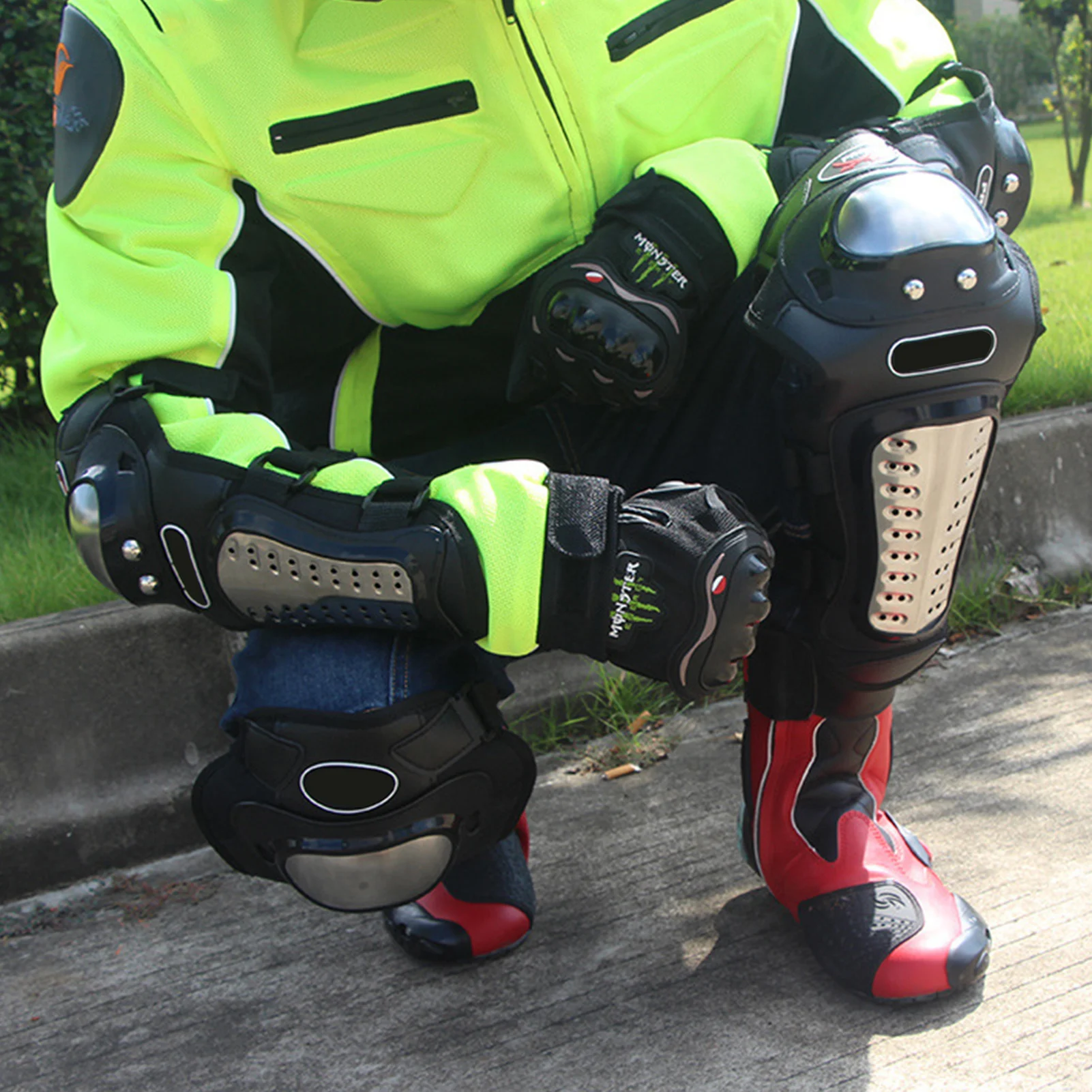 

Kneepads Cross-country Motorcycle Long Knee Pads Elbow Pads Warm Fall-proof Stainless Steel Protective Gear Over Knee Guards