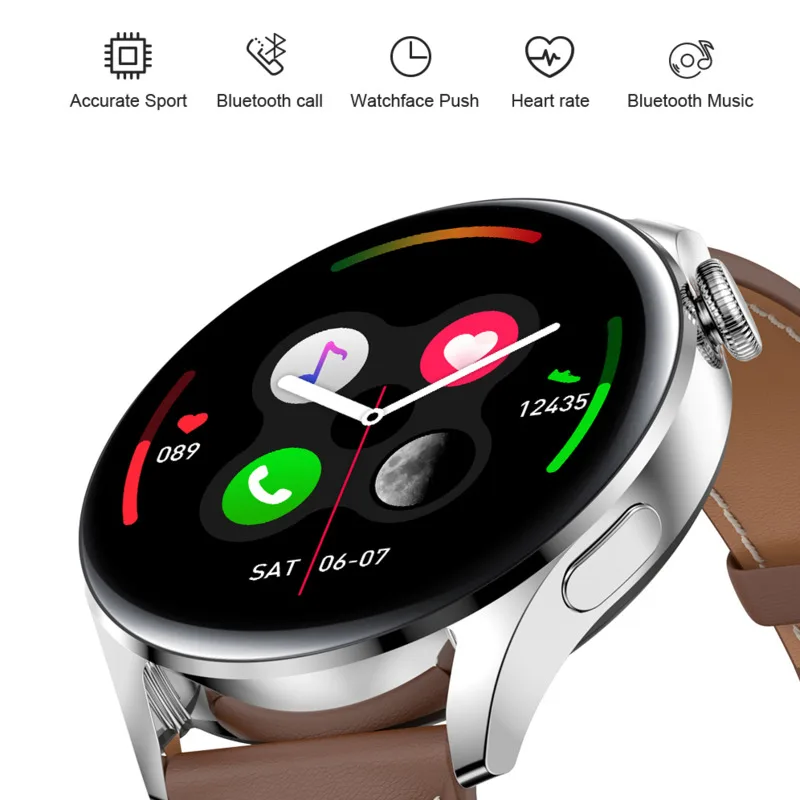 

Wear 3 Pro Wireless Charging Smart Watch Men 360 HD Screen Bluetooth Call Built In Music Smartwatch