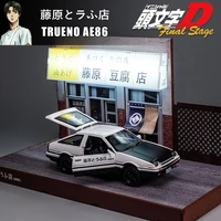 kidami 128 alloy diecast car model car pull back initial d ae86 car model scene display sound light vehicles gifts for kids