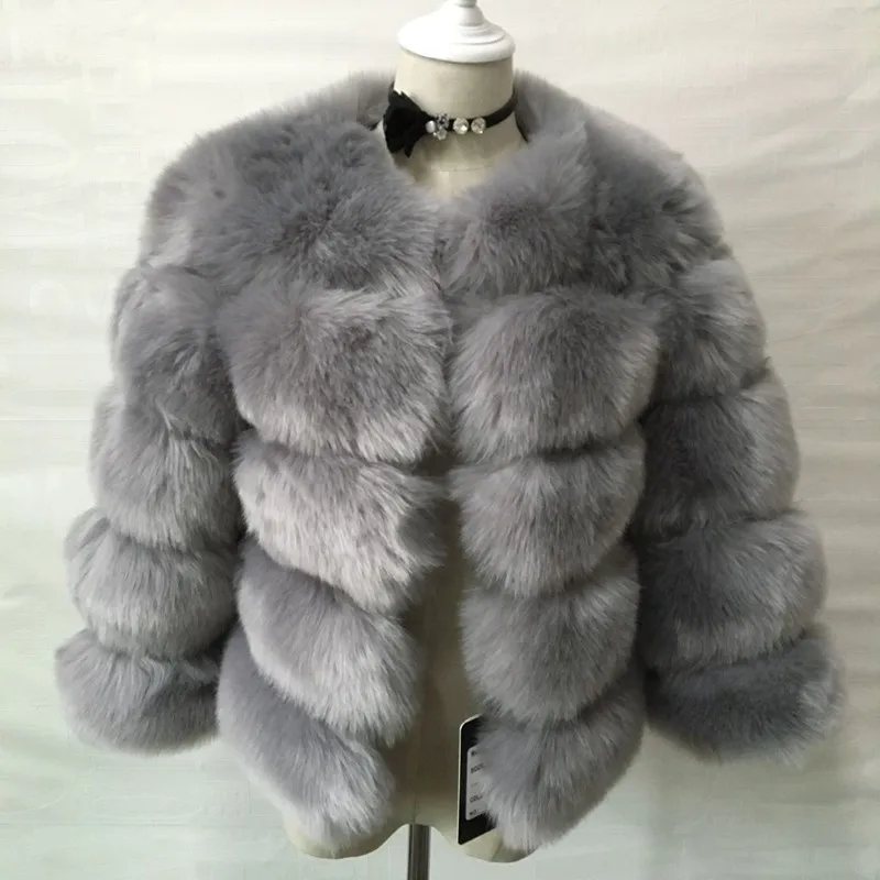 

Women's Short Long Sleeve Furry Faux Fur Coat