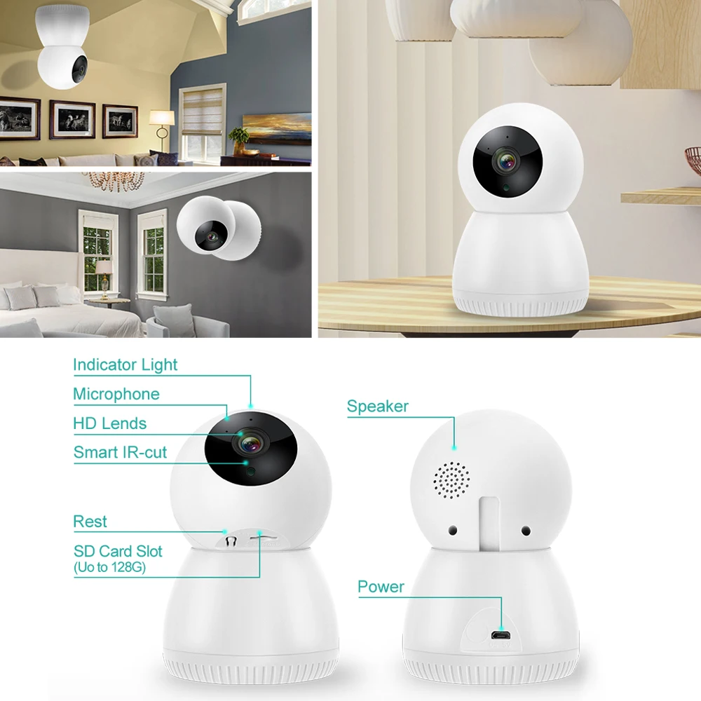 1080p 3mp wireless ptz ip camera 360 cctv smart home automatic tracking indoor baby monitor wifi security camera usb phone app free global shipping