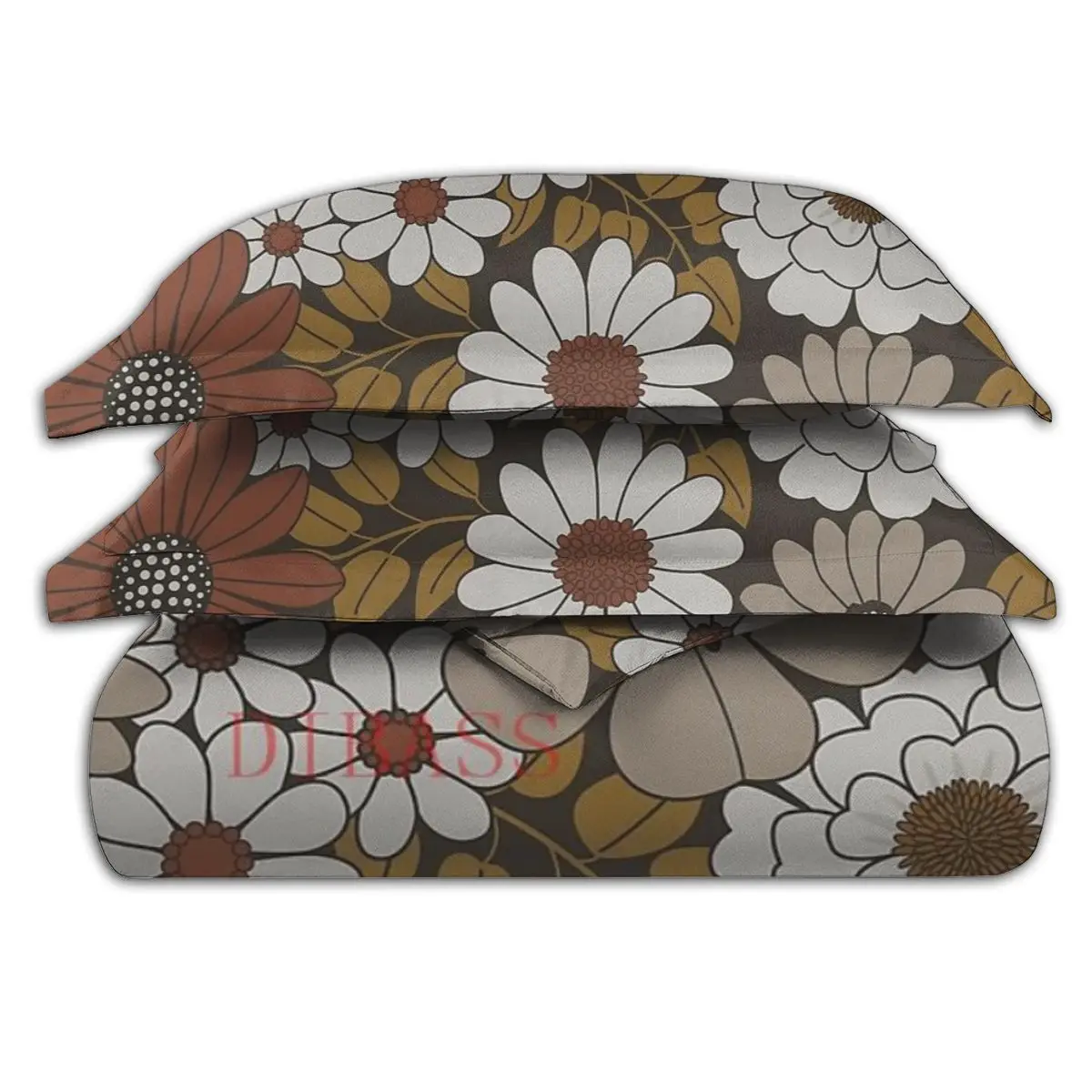 Комплект постельного белья в стиле ретро с 2 наволочками и пододеяльником -