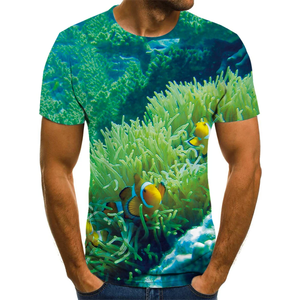 

Футболка с подводным миром, футболка с 3D принтом, футболка с животным дизайном, топ с милым дизайном, Мужская/Женская забавная футболка с мил...