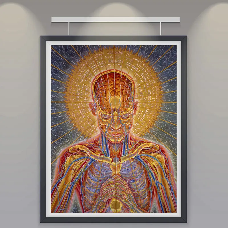 Абстрактный Плакаты и принты Alex серый трипси-психоделический Wall Art шелк картины